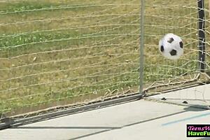 hey, look at this real teen 18+ getting her tits spunked outdoors?