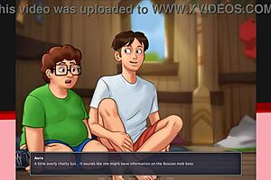 Blonde Babe with Big Ass Gets Blowjob and Facial in Summertime Saga!