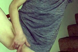 Wife Rubbing Pussy On Stairs