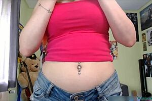 Pretty Lady Shares Her Great Cleavage in Webcam Chat