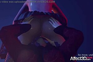 Halloween themed futanari 3D animation hardcore lesbian action with big tits