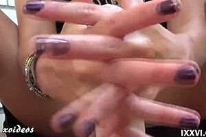 teen amateur babe giving footjob and handjob to big dildo in homemade sex