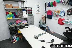 Blonde Lily Larimar, getting caught stealing and getting fucked