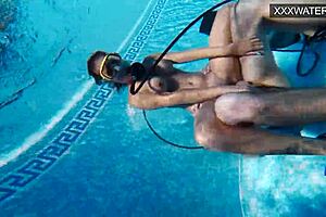 Polina Rucheyok Endures Hard Underwater Mouth Fucking With Big Tits In Public Pool As Ex Girlfriend