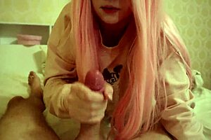 Petite teen jerks off on camera.