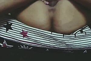 milf starts masturbating alone in her room, building to a messy cumshot on her pussy