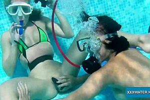 Busty anime girls get pleasure in the poolside