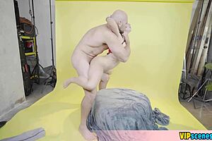 Tiny blonde teen 18+ acrobatically sucks and gets doggystyled