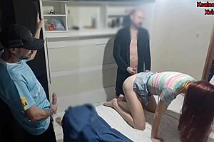 Wife blindfolded, friend joins the fun