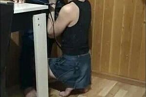 While guests walked, I gave a great blowjob on the balcony to a big cock