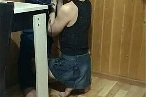 While guests walked, I gave a great blowjob on the balcony to a big cock