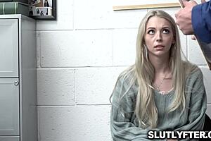 Blonde Lily Larimar, getting caught stealing and getting fucked