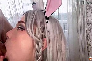 Babe In Cow Costume Gets Facefucked, Deepthroat Blowjob, Doggystyle Ass Pounding, Creampie