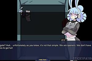 Cute goth girl takes big ass and fucks pussy in hentai game