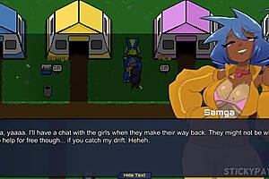 Cute goth girl takes big ass and fucks pussy in hentai game