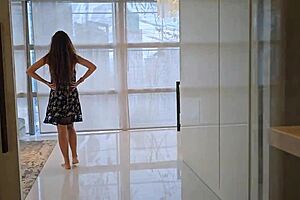 In Visit Without Panties Play Sexy While Hosts Was Out For 10 Minutes To Pick Up Another Guests