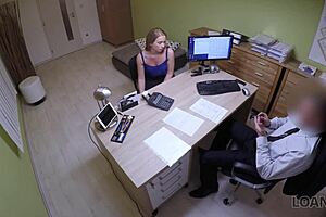 Milf Bent Over Gets Fucked by Creditor in Office