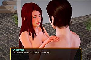 Redhead teen with small tits in family setting.