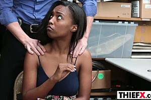 big tits teen 18+ blows burglar in office garage