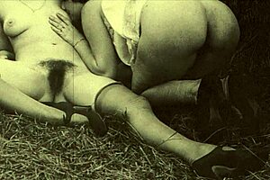 Vintage Old Threesome with Hairy Retro Action