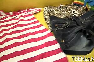 tiny 18+ teen gives sloppy blowjob to mature guy in hardcore scene