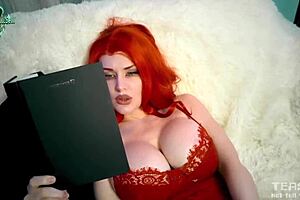 lady in red goes crazy with anal cums