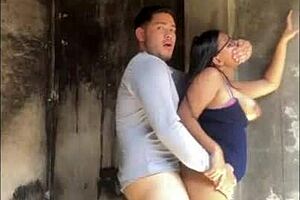 Latina bent over for doggystyle creampie with stranger in public for cash
