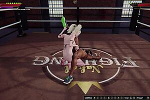 Dela and Bree engage in rough wrestling sex with fingering and oral.