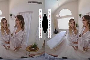 First time around when being mauled by stunning blondes Aiden Ashley and Tiffany Watson at a massage parlour