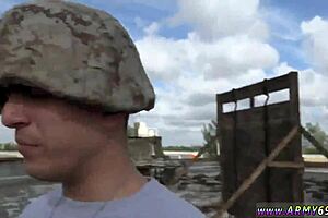 The straight man calls out during gay oral sex session with a new partner in the military