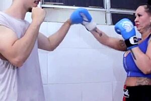 Dinnigata's left hook: Boxing blowjob then causes extended session in bed
