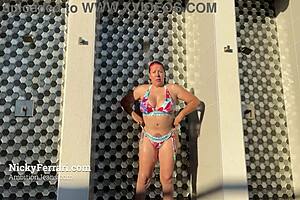 nicky ferrari enjoys refreshing in the pool