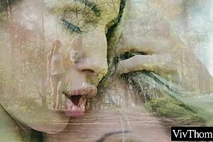 The two beautiful ladies only exchange hot lip-lock in the forest but they later take their lovemaking inside
