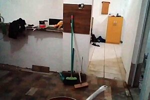 Stella's big tits in kitchen!