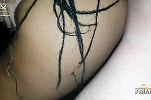 Hot brunette enjoying a gangbang