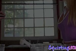 Squirting yoga babes engage in intense tribbing threesome. Contrasting poses and pleasures.