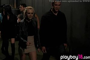 Hardcore amateur foursome with busty babes behind bars