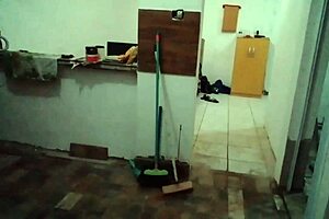 Stella's big tits in kitchen!