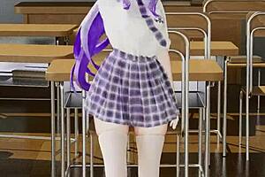 ‘Ganyu’s School Uniform Stripper’ 3D vertical hentai video