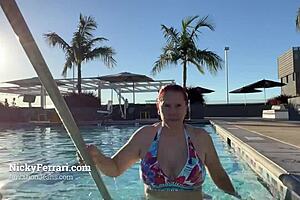 nicky ferrari enjoys refreshing in the pool