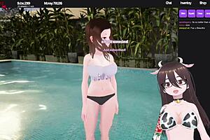 Hot tub simulator being a streamer in bikini.