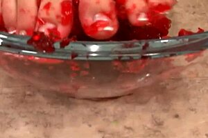 A lucky guy gets footjob, handjob, and blowjob from beautiful babe