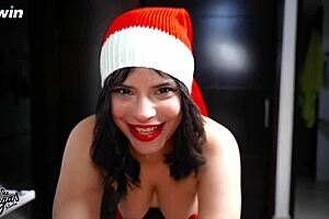 i'm riding my slutty brunette bareback for a merry christmas, naked and chubby
