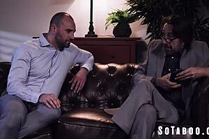 desperate girl, you getting spitroasted by boss and stepson?