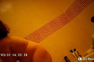 Spy Camera Captures Nude Tits in Shower Without Her Knowing