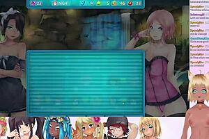 I, Lewdneko, play Huniepop 2 double date part 8 with big tits