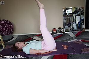 Yoga instructor showing some special to her students