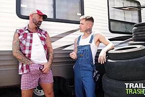 TrailerTrashBoys hunk Drew Sebastian barebacks Zack Bishop in raw action