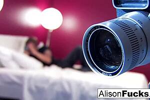 Alison Slowly Removes Her Purple Lingerie for Solo Fun