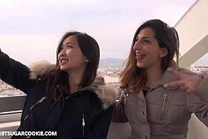 Spanish Brunette Teen’s beautiful and erotic late-night cuddle with friend